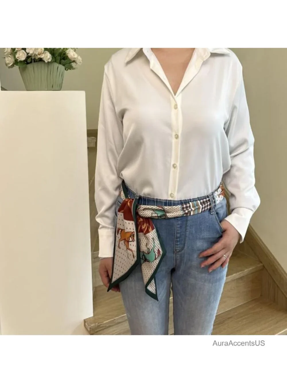 Silk Feel Polyester Head Scarf Lightweight Neck Tie Fashion Headwrap for Women